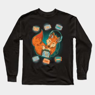 Cute fox tape deck music Long Sleeve T-Shirt